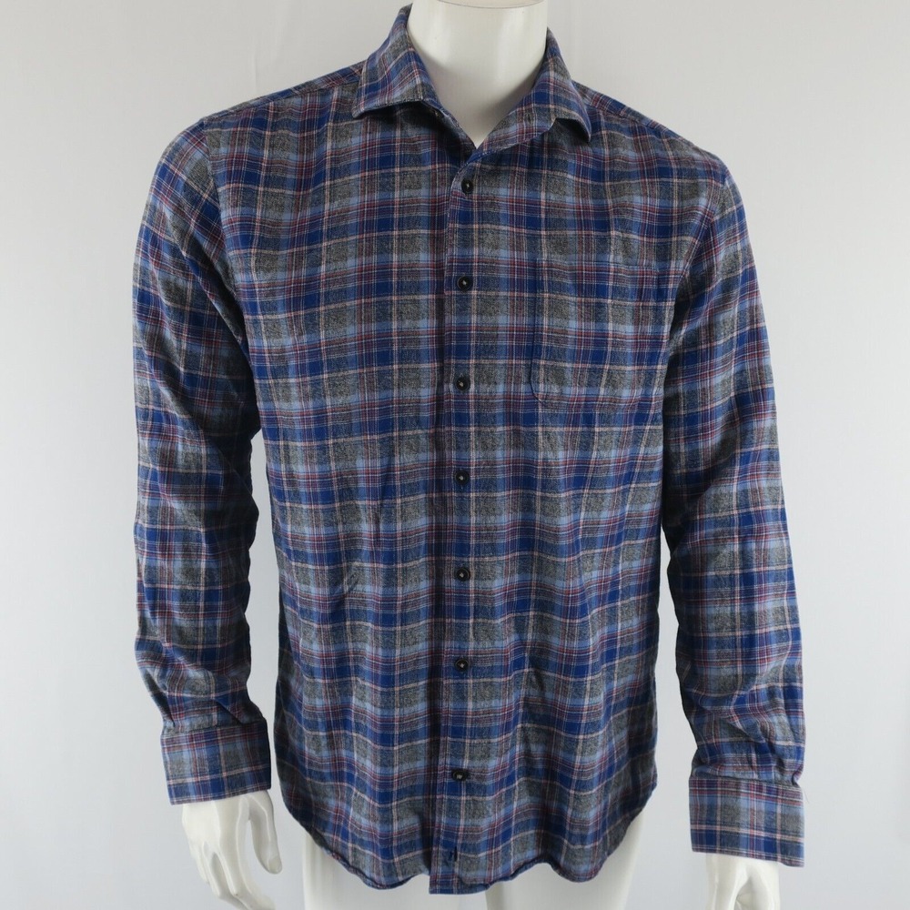 johnnie-O Top Shelf Long Sleeve Button Up Flannel Shirt Mens M 100% Cotton